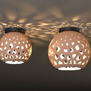 Semi-Flush mount light, low Ceiling light-Naaya PINEARA decorative lights for dining, living and bedroom, Unique clay cut lights