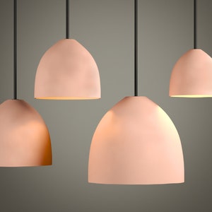 Naaya Dome natual clay ceramic pendant lights two over kitchen island dining room grey contemporary space handmade dome plug in hardwired Naaya