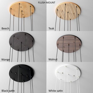 Wooden Canopy for Pendant Lights, Chandeliers, Multiport Round, Square, Plank, Customizable for Lamp Clusters, Dining, Staircase, Foyer