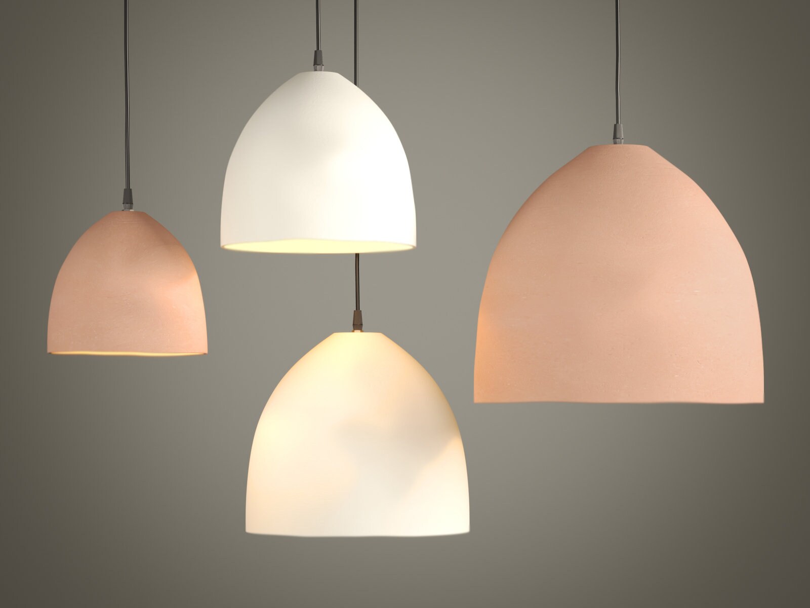 Naaya DOME Clay Pendant Light Fixture, Plugin/Hardwired Ceramic Penda…