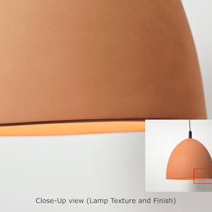 Naaya Dome ceramic pendant close up clay texture terracotta satin matte finish and size comparison kitchen island dining room handmade Naaya