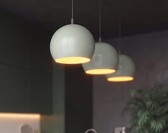 Ceramic Globe Pendant Ceiling Light fixture, Kitchen Island Lighting in Warm Terracotta / White Clay - Naaya ORBIC