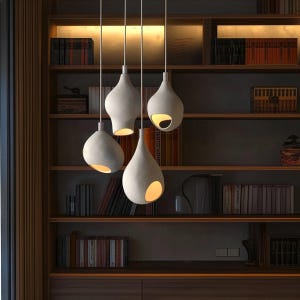 Organic Ceramic Pendant Light, Nature Inspired Wabi Sabi Chandelier, Dining Room Lighting BAYA