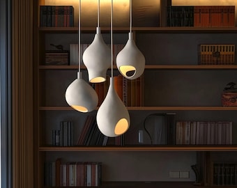Organic Ceramic Chandelier for Dining Room, Nature Inspired Wabi Sabi Pendant Light, Plug In or Hardwired - BAYA