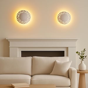 Eclipse Wall Sconce, wall lamp, wall lights - Naaya SOL SHIMMER - modern sconce clay light, bedroom lights, ambient lighting & wall décor,