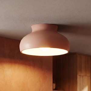 Minimal Deckenleuchte Keramik, Deckenleuchte für Küche Schlafzimmer oder Flur, Terrakotta oder Weiß - MBCL COLOR