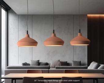 Extra Large Terracotta Ceramic Pendant Light, Kitchen Island Lamp, Oversized Ceiling Fixture, Naaya DAVIDA