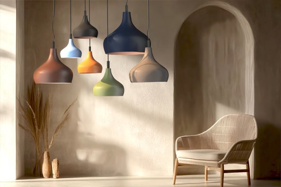 Clay Pendant Light, Handmade, Home Decor Light, Plug in