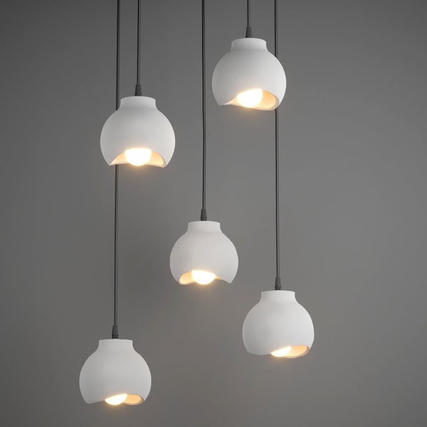 Wabi Sabi light, modern Chandelier, NAAYA MINI BUDS, ceiling light, plug in pendant light, plug in chandelier, pendant lamp shade, ceramic