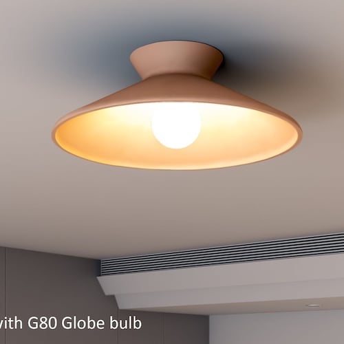 Organic Ceramic Flush Mount Ceiling Light, Retro Low Profile Kitchen Fixture, Terracotta or White Clay, Handmade - KEGAL