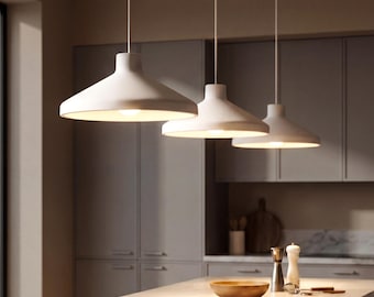 Naaya Industrial Ceramic Pendant Light, Terracotta White Clay, Minimalist Kitchen Ceiling Fixture