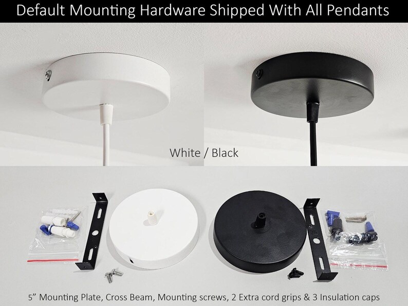 Naaya Dome ceramic pendant light mounting hardware white black canopy kitchen island dining room plug in or hardwired ceiling mount Naaya