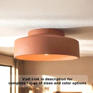 Ceramic Flush Mount Light, Low Ceiling Fixture, Terracotta Clay -CANISTA