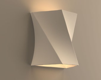 Brutalist Ceramic Wall Sconce, Twisted Form Plug-In Light – Naaya TWISTED