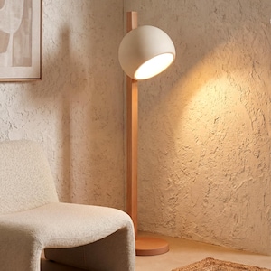 Golvlampa i keramisk design, organisk modern, handgjord vardagsrumslampa, modern fristående - STUCK SPHERE