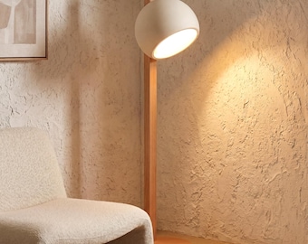Ceramic Floor Lamp Organic Modern, Handmade Living Room Statement Light, Contemporary Freestanding - STUCK SPHERE