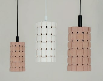 Ceramic Pendant light fixture, Ceiling light, WEAVE STEM, hanging light, ceiling lamp, plug in pendant, rattan pendant design, clay pendant