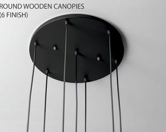 Wooden Multiport Canopy for Pendant Lights, Customizable Lamp Clusters