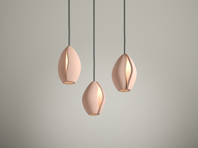 Chandelier lighting, ceiling light, NAAYA CONCHIGLIETTE, modern chandelier, lights for kitchen island, plug in pendant, ceramic lamp shade image 7