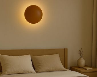 Bathroom Vanity Wall Sconce Ceramic, Round Mirror Light Fixture, Minimalist Plug In or Hardwired - SOL COLOR