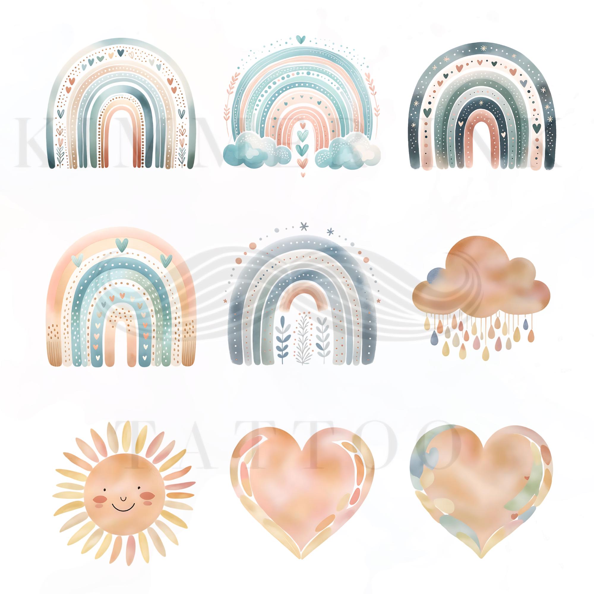 Boho Rainbow Clipart Bundle | 41 PNG Files | Neutral Pastel Nursery Art ...