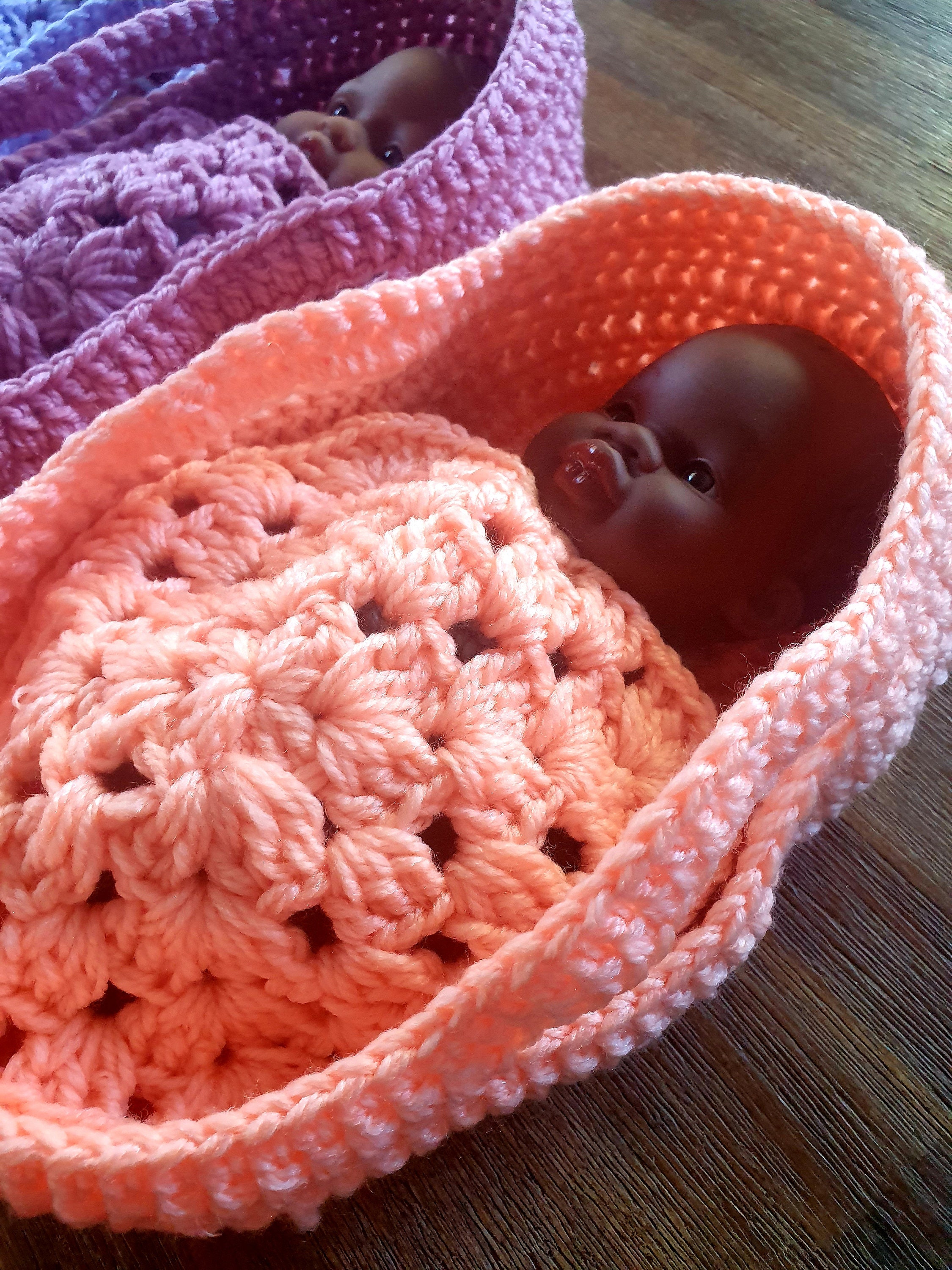 24cm Crochet Doll Carrycot and Blanket Set Etsy