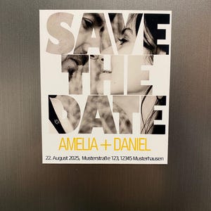 Save the Date Karten - Hochzeitseinladung -  gedruckte Einladung als Kühlschrankmagnet