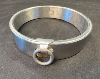 New Design Handmade Stainless Steel Locking Neck Collar Ring Hinged Brass padlock- Laser Engraved - Customizable