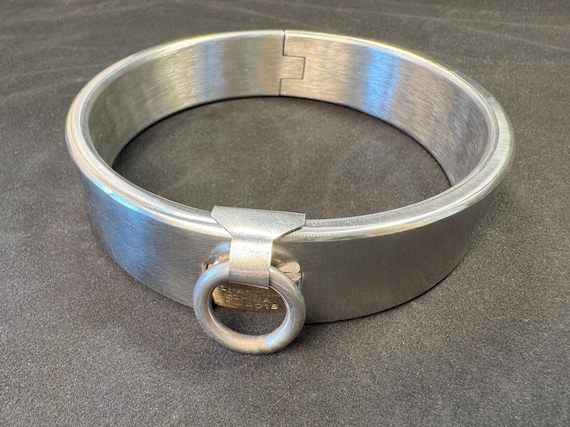 New Design Handmade Stainless Steel Locking Neck Collar Ring Hinged Brass padlock- Laser Engraved - Customizable
