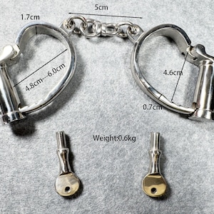 Wrist Stainless Steel Horseshoe Adjustable Handcuffs Restraints Locking - Laser Engraved