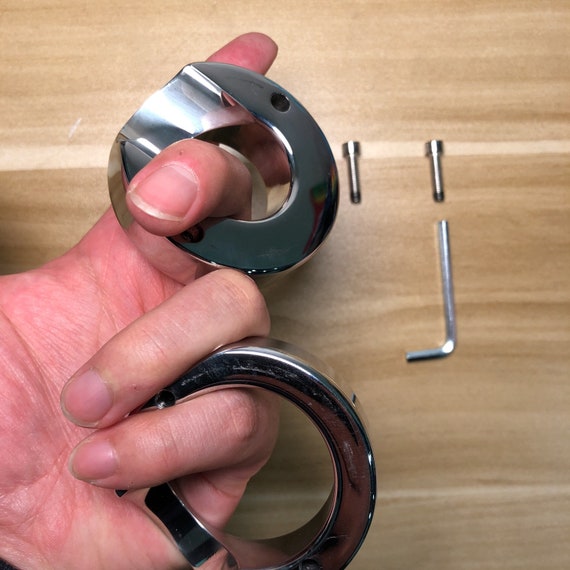 Triple anneau pénis et boule en acier inoxydable grand 55 mm