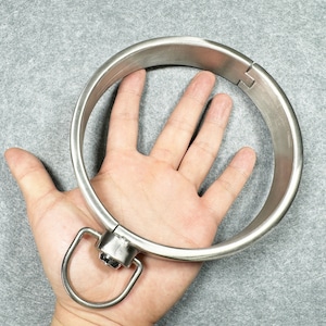 Handmade Stainless Steel Locking Neck Collar Ring Hinged Day Owned Lock - Laser Engraved - Customizable