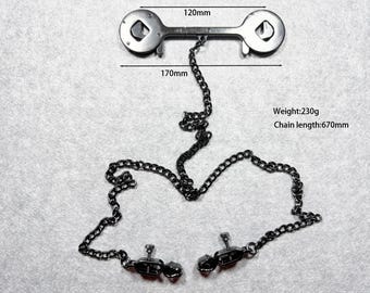 Alloy Nipple No Piercing Jewelry with Black Chains