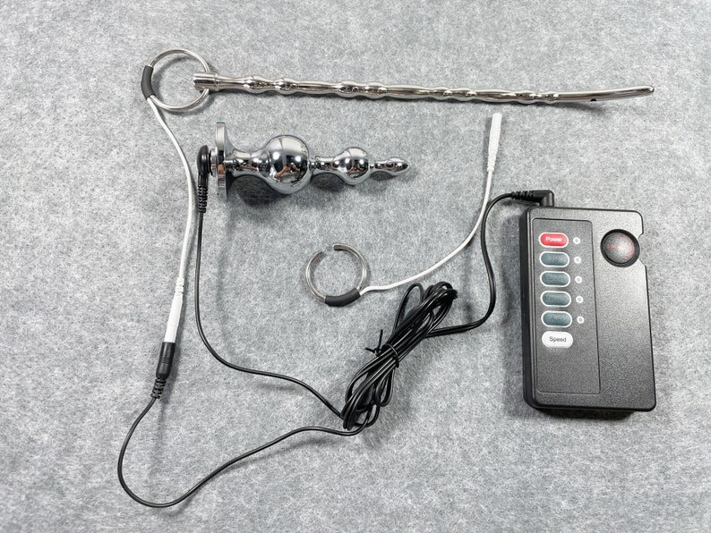 FAPDALE Electro E-Stim Therapy Device Kit With Stainless Steel Anal Plug & Male Enhancer - Adjustable