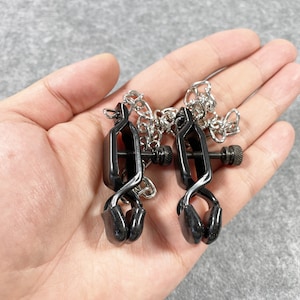 1 Pair Black Stainless Steel Nipple Clamps  Breast Clips Nipple Chains