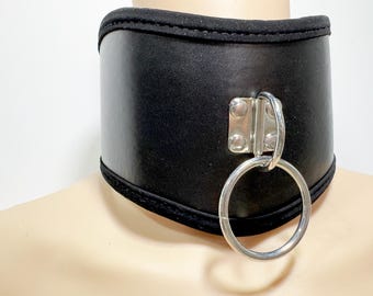Handmade Padded PU Leather Collar Choker with O Ring