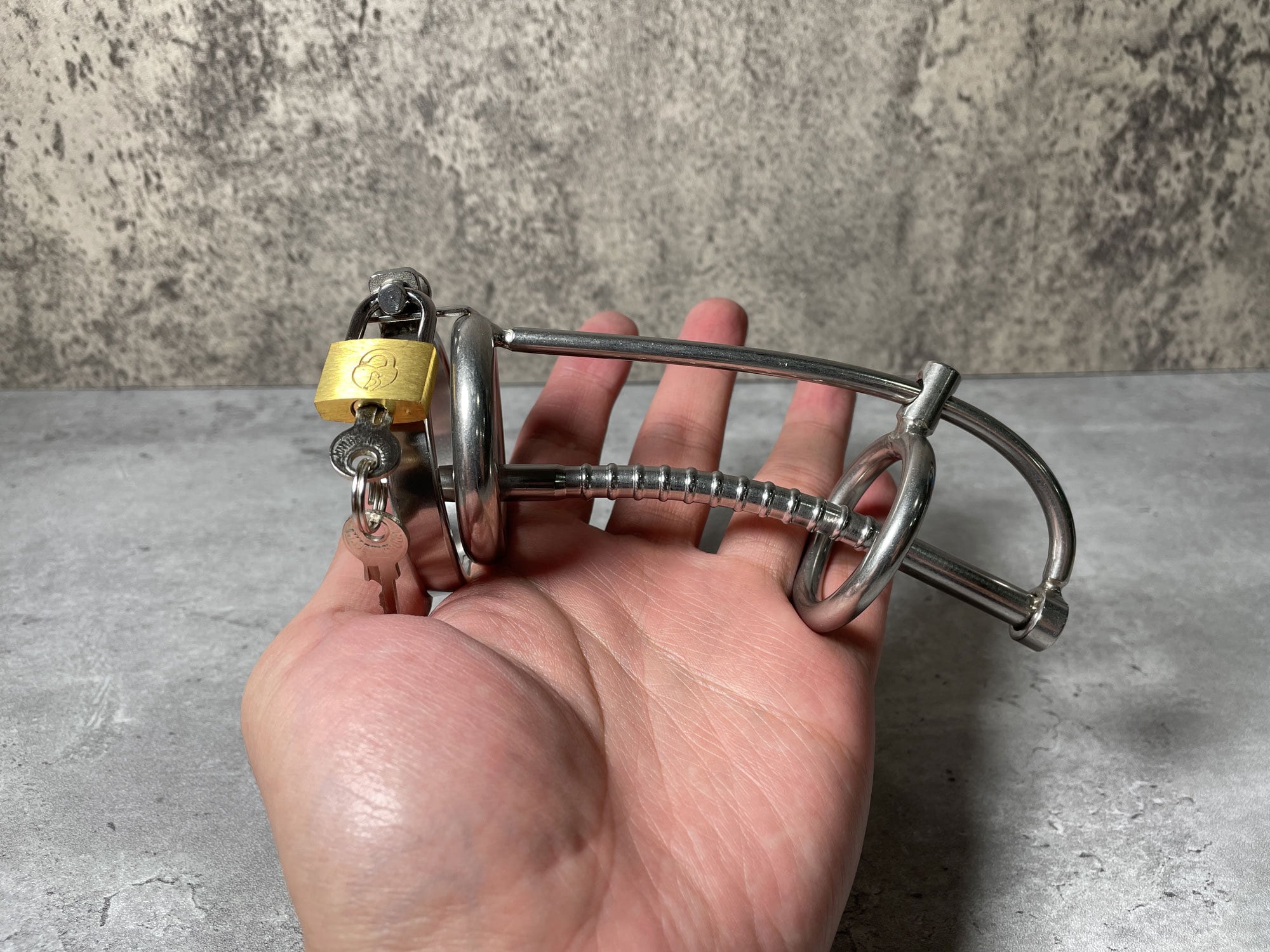 stainless steel chastity device ball bondage