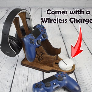 Wireless Headphone and Controller Stand, Controller and Headset Stand, Christmas Gift for Gamers, Magnetic Wireless Charger is included!
