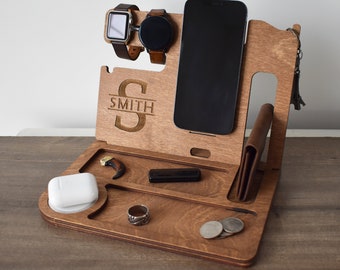 Wireless Docking Station for iPhone and Android, for airPods, galaxy/pixel buds, MagSafe Compatible, 2 magnetic chargers are included!