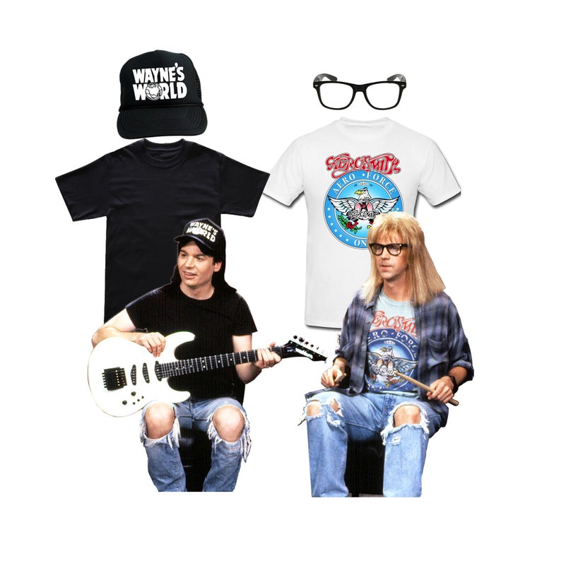 WAYNE and GARTH Complete Costumes ~ Wayne's World Group Halloween Costume for Couples or Friends ~ BOTH costumes included 