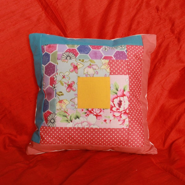 Coussin lavande bio patchwork fait main