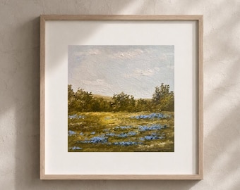 Bluebonnets Painting Original Oil Texas Landscape Hill Country Art Oak Tree Forest Painting Austin Texas Wall Art Mountain Landscape Artwork