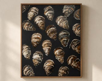 Original Oyster Oil Painting Coastal Seafood Wall Art Kitchen Decor Restaurant Wall Decor Beach House Artwork Handmade Original