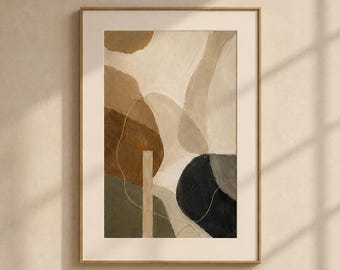 Organic Modern Abstract Print, Neutral Beige Wall Art, Contemporary Minimalist Poster, Earth Tone Artwork