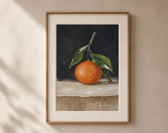Clementine Print, Citrus Fruit Wall Art, Kitchen Decor Print, Botanical Still Life Artwork