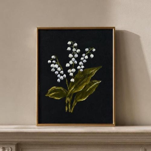 Painting of Lily of the Valley, Original Oil Floral Artwork