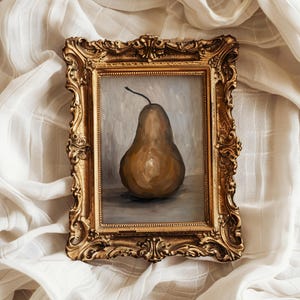 Birne Druck vom Original Ölgemälde Obst Stimmungsvoll Stillleben Kunst Herbst Herbst Bauernhaus Wand Kunst Wohnkultur Geschenk