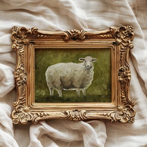 Sheep Painting Art Print Original Painting Pastoral Lamb Art Animal Painting Farmhouse Wall Art Sheep Artwork Farm Animal Art