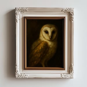 Owl Print Painting Original Oil Art Owl Artwork Poster Owl Oil Portrait Fine Art Moody Bird Owl Moody Oil Painting