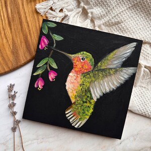 OriginalGemälde Kolibri Ölgemälde Wandkunst Home Dekor Vogelliebhaber Geschenk Kolibri Kunstwerk Tropische Vogelkunst Bild 9